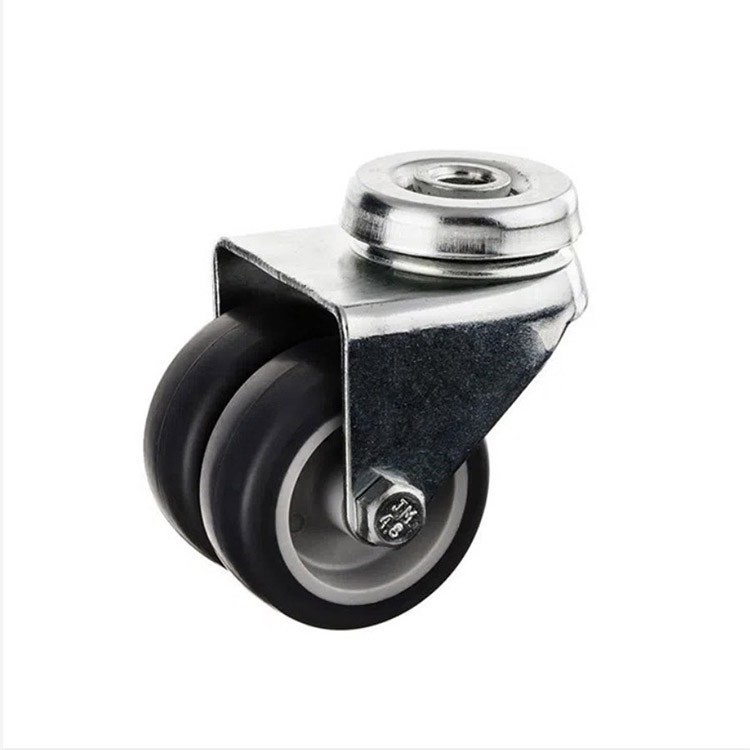 Swivel Bolt Hole TPR Twin Wheel Furniture Caster